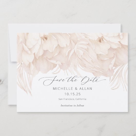 Elegant pony in beige Flat Save the Date Kaart (Voorkant)