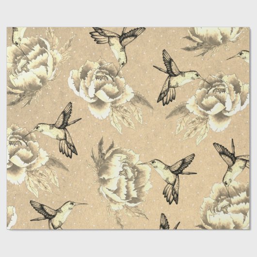 Elegant  pony's en levende vogels Zwitserse Stippe Cadeaupapier (Vlak)