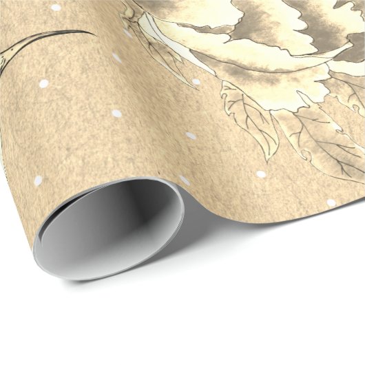 Elegant  pony's en levende vogels Zwitserse Stippe Cadeaupapier (Rol Hoek)