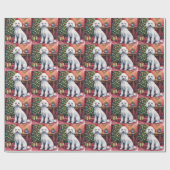 Elegant Poodle Beside Christmas Tree Holiday Dog Cadeaupapier (Vlak)