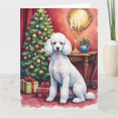 Elegant Poodle Beside Christmas Tree Holiday Dog  Kaart (Voorkant)