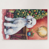 Elegant Poodle Beside Christmas Tree Holiday Dog Legpuzzel (Horizontaal)