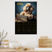 Elegant Poodle in Wooden Crate – 2026 Classic Dog  Poster (Keuken)