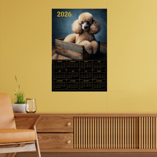 Elegant Poodle in Wooden Crate – 2026 Classic Dog  Poster (Woonkamer 2)