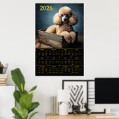 Elegant Poodle in Wooden Crate – 2026 Classic Dog  Poster (Thuiskantoor)