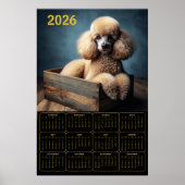 Elegant Poodle in Wooden Crate – 2026 Classic Dog  Poster (Voorkant)