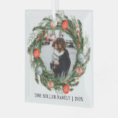 Elegant poot naam en foto Glass Ornament (Voorkant links)