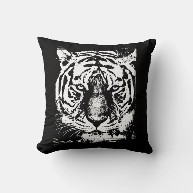 Elegant Pop Art Tiger Head Moderne Sjabloon Square Kussen (Voorkant)
