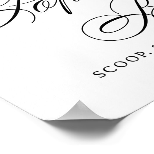 Elegant Popcorn Bar Black Script | Tabel behandeli Poster (Hoek)