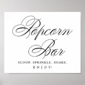 Elegant Popcorn Bar Black Script | Tabel behandeli Poster (Voorkant)