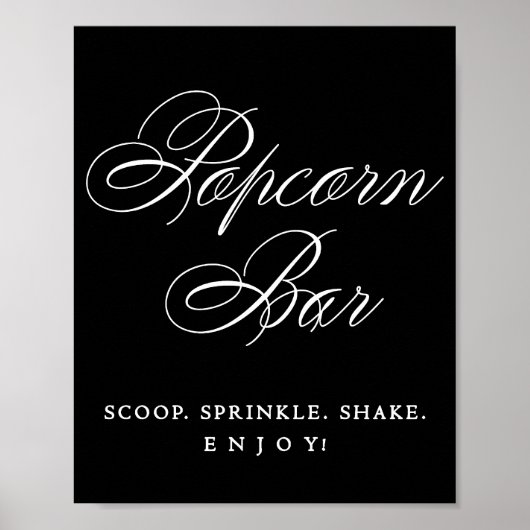 Elegant Popcorn Bar White Calligraphy | Grafische Poster (Voorkant)