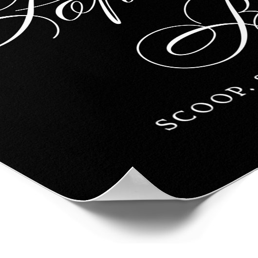 Elegant Popcorn Bar White script | Tabel behandeli Poster (Hoek)