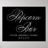 Elegant Popcorn Bar White script | Tabel behandeli Poster (Voorkant)