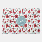 Elegant Poppies and Berries Pattern Monogram Theedoek (Horizontaal)