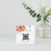 Elegant Poppies Floral QR Code Wedding RSVP Informatiekaartje (Staand voorkant)