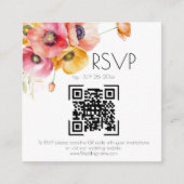 Elegant Poppies Floral QR Code Wedding RSVP Informatiekaartje (Voorkant)