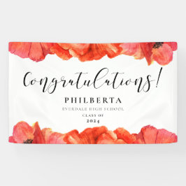 Elegant Poppies Graduation party Gefeliciteerd Spandoek