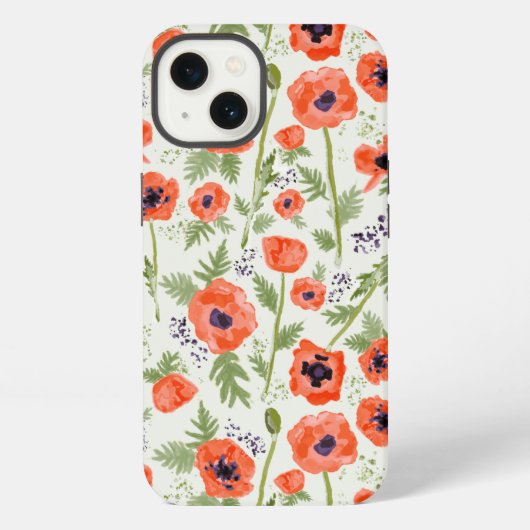 Elegant Poppies Oranje Floral Pattern iPhone Hoesje (Achterkant)