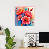 Elegant Poppies: Radiant Nature Art Poster (Thuiskantoor)