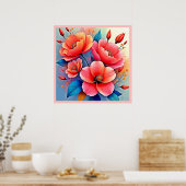 Elegant Poppies: Radiant Nature Art Poster (Keuken)
