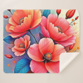 Elegant Poppies: Radiant Nature Art Sherpa Deken (Voorkant (horizontaal))
