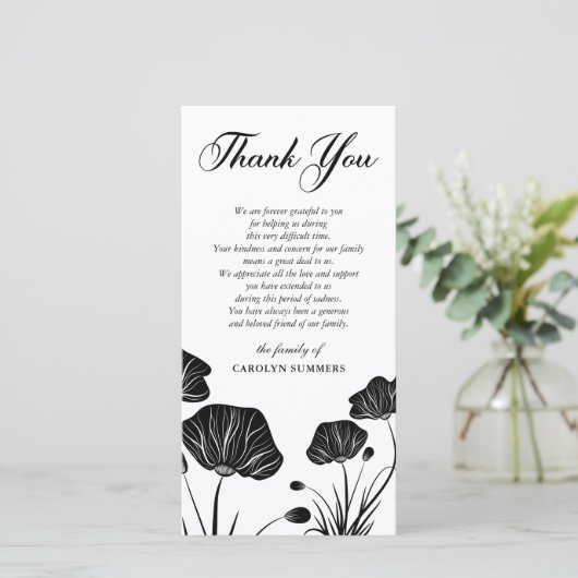 Elegant Poppies | Sympathie Hartelijk dank Bedankkaart (Staand voorkant)