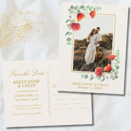 Elegant Poppy Botanical Briefkaart Save the Date
