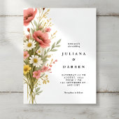 Elegant Poppy Daisy Bouquet Rustic Floral Wedding Kaart