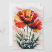 Elegant Poppy Flower Painting Moederdag Kaart (Voorkant)
