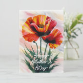 Elegant Poppy Flower Painting Moederdag Kaart (Staand voorkant)