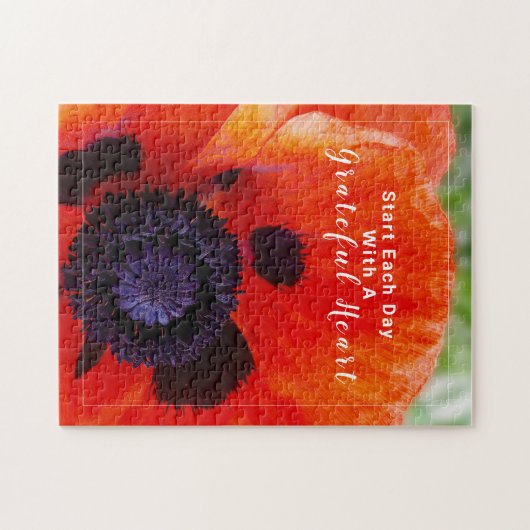 Elegant Poppy Oranje Flower Quote Legpuzzel (Horizontaal)