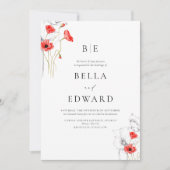 Elegant Poppy Red WildFlowers Formele bruiloft Kaart (Voorkant)