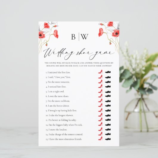 Elegant Poppy Rood Bloemen Bruiloft Schoen Game Ka (Staand voorkant)