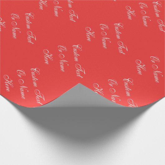 Elegant Poppy Rood en Wit Aangepaste Naam Tekstwoo Cadeaupapier (Hoek)
