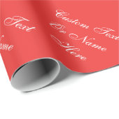 Elegant Poppy Rood en Wit Aangepaste Naam Tekstwoo Cadeaupapier (Rol Hoek)