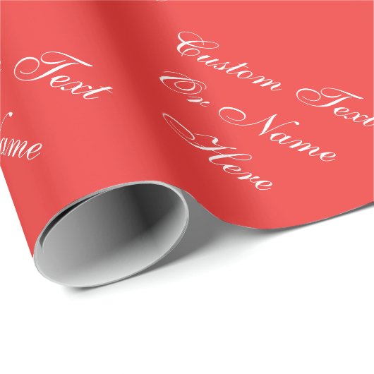 Elegant Poppy Rood en Wit Aangepaste Naam Tekstwoo Cadeaupapier (Rol Hoek)