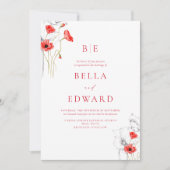 Elegant Poppy Rood Monogram Bloemen Formele Bruilo Kaart (Voorkant)