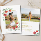 Elegant Poppy Waterverf Floral 2 foto Afstuderen Aankondiging