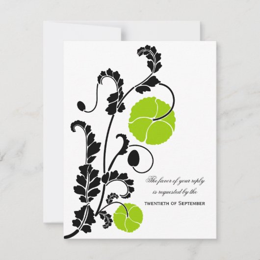 Elegant Poppy Wedding RSVP/Reply Kaarten RSVP Kaartje (Voorkant)