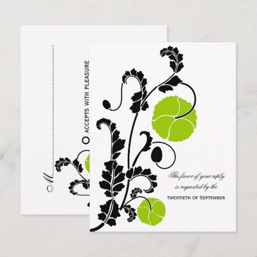 Elegant Poppy Wedding RSVP/Reply Kaarten RSVP Kaartje (Voorkant / Achterkant)