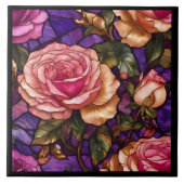 Elegant Populair Glas in lood Rozen Collectie Tegeltje (Voorkant)