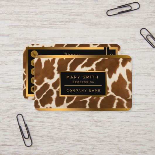 Elegant Populair Koe Faux Leather Collectie Visitekaartje (Voorkant / Achterkant in situ)