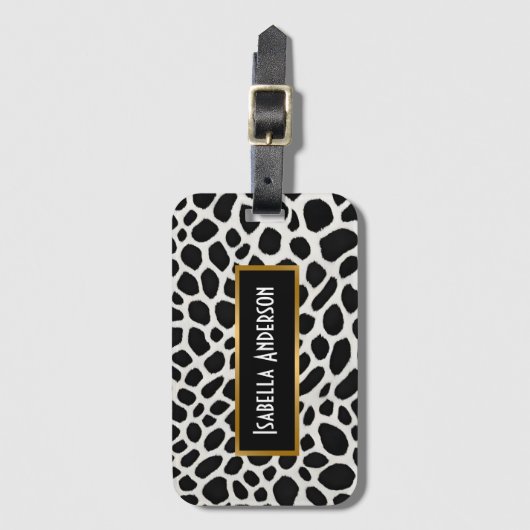 Elegant Populair Luxe Wit Luipaard Collectie Bagagelabel (Voorkant (verticaal))