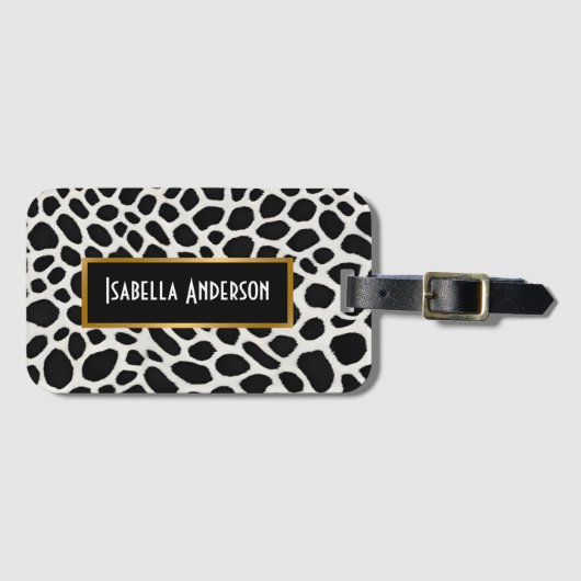Elegant Populair Luxe Wit Luipaard Collectie Bagagelabel (Voorkant (horizontaal))