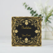 Elegant Popular Black and Gold Invitation Kaart (Staand voorkant)