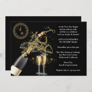 Elegant Popular Champagne New Years Eve Party Kaart