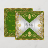 Elegant Popular Green and Gold Invitation Kaart (Voorkant / Achterkant)