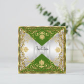 Elegant Popular Green and Gold Invitation Kaart (Staand voorkant)