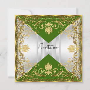 Elegant Popular Green and Gold Invitation Kaart