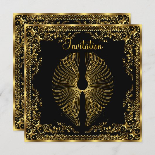 Elegant Popular Wings Invitation Kaart (Voorkant / Achterkant)